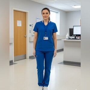 Figs Blue Scrub Pants Sz L